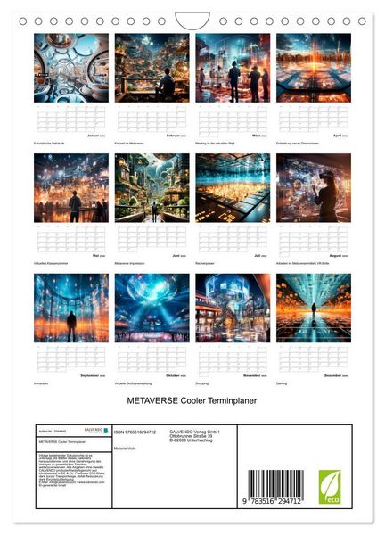 Produktbild: METAVERSE Cooler Terminplaner (Wandkalender 2026 DIN A4 hoch), CALVENDO Monatskalender