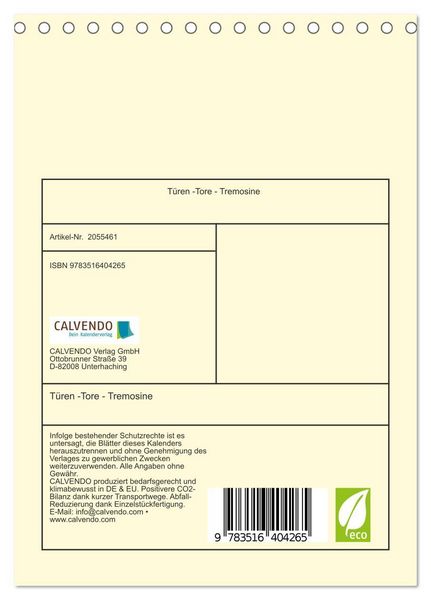 Produktbild: T&uuml;ren -Tore - Tremosine (Tischkalender 2026 DIN A5 hoch), CALVENDO Monatskalender