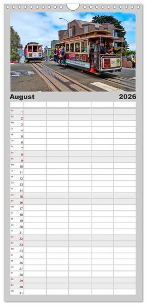 Produktbild: Familienplaner 2026 - Durch die Welt mit der Stra&szlig;enbahn mit 5 Spalten (Wandkalender, 21 x 45 cm) CALVENDO