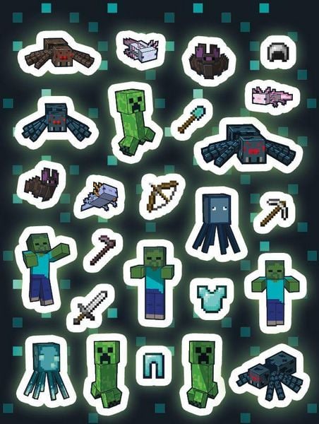 Produktbild: Minecraft: Der gro&szlig;e Glow-in-the-Dark Stickerspa&szlig;: Stickern - R&auml;tseln - Ausmalen