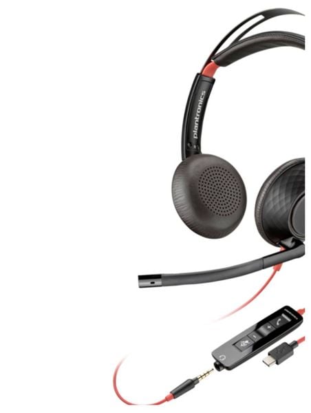 HP Poly Headset Blackwire C5220 Stereo USB- Computer On Ear Headset Stereo Schwarz Noise Cancelling