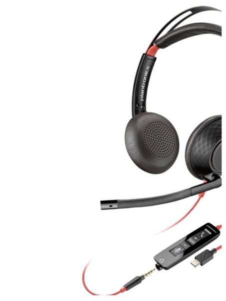 HP Poly Headset Blackwire C5220 Stereo USB- On Ear Headset Stereo Schwarz Noise Cancelling Computer -