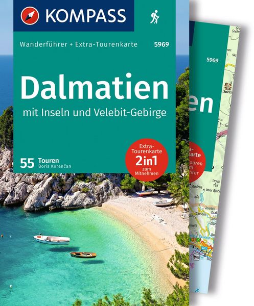 Produktbild: KOMPASS Wanderf&uuml;hrer Dalmatien mit Inseln, Velebit-Gebirge und Plitvicer Seen, 55 Touren mit Extra-Tourenkarte