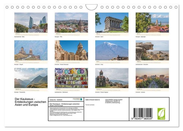 Produktbild: Der Kaukasus - Entdeckungen zwischen Asien und Europa (Wandkalender 2026 DIN A4 quer), CALVENDO Monatskalender