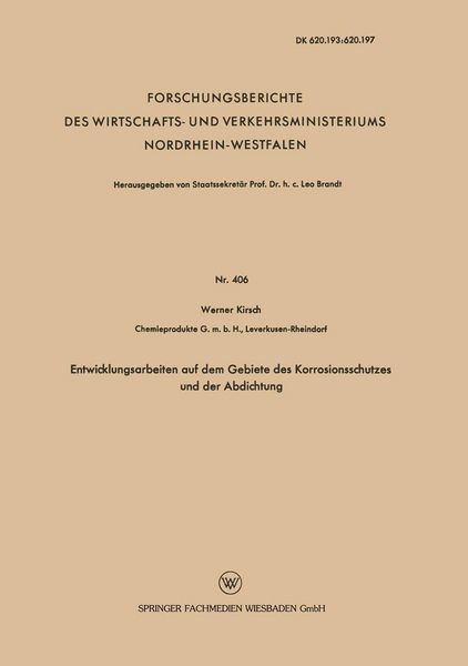 Produktbild: Entwicklungsarbeiten auf dem Gebiete des Korrosionsschutzes und der Abdichtung