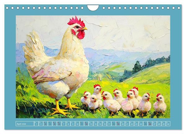 Produktbild: Federleichte Sch&ouml;nheiten. Duftige H&uuml;hner-Paintings (Wandkalender 2026 DIN A4 quer), CALVENDO Monatskalender