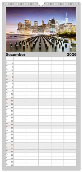 Produktbild: Familienplaner 2026 - New York City - Atemberaubende Ansichten mit 5 Spalten (Wandkalender, 21 x 45 cm) CALVENDO