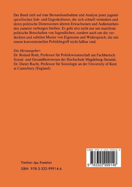 Produktbild: Jugendkulturen, Politik und Protest