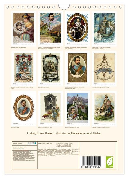Produktbild: Ludwig II. von Bayern: Historische Illustrationen und Stiche (Wandkalender 2026 DIN A4 hoch), CALVENDO Monatskalender
