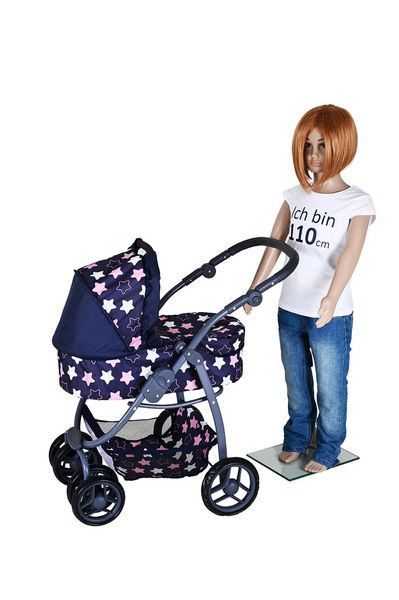Produktbild: Knorrtoys 90743 - Kombi-Puppenwagen Coco Star Blue Pink, mit Zubeh&ouml;r, umbaubar, Schieberh&ouml;he: 45-80cm