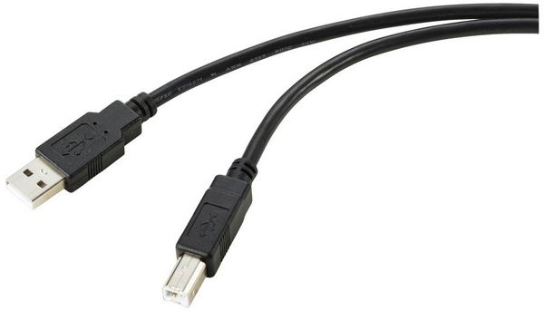 Produktbild: Renkforce USB-Kabel USB 2.0 USB-A Stecker, USB-B Stecker 10.00 m Schwarz Geflechtschirm RF-5770782