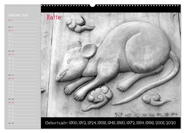 Produktbild: Das Chinesische Horoskop / Geburtstagskalender (Wandkalender 2026 DIN A2 quer), CALVENDO Monatskalender
