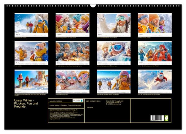 Produktbild: Unser Winter - Flocken, Fun und Freunde (Wandkalender 2026 DIN A2 quer), CALVENDO Monatskalender