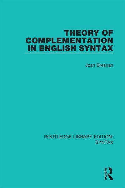 Produktbild: Theory of Complementation in English Syntax