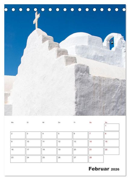 Produktbild: Stadt Mykonos - Reiseplaner (Tischkalender 2026 DIN A5 hoch), CALVENDO Monatskalender