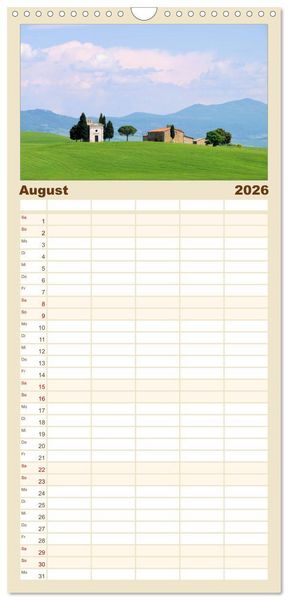 Produktbild: Familienplaner 2026 - Toskana &ndash; Traumlandschaft in Italien mit 5 Spalten (Wandkalender, 21 x 45 cm) CALVENDO