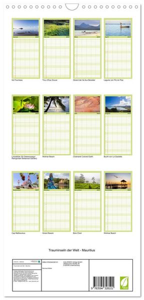 Produktbild: Familienplaner 2027 - Trauminseln der Welt - Mauritius mit 5 Spalten (Wandkalender, 21 x 45 cm) CALVENDO
