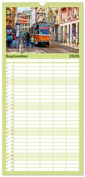 Produktbild: Familienplaner 2026 - Ich fahre gern Stra&szlig;enbahn mit 5 Spalten (Wandkalender, 21 x 45 cm) CALVENDO
