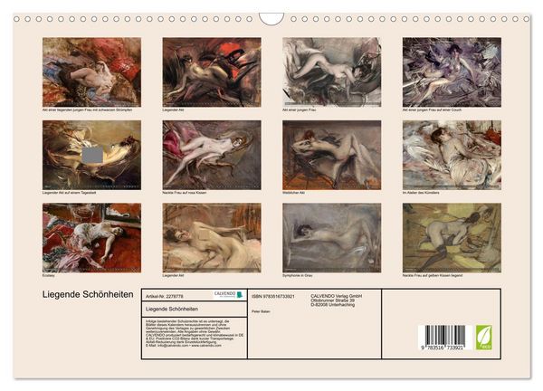 Produktbild: Liegende Sch&ouml;nheiten (Wandkalender 2026 DIN A3 quer), CALVENDO Monatskalender