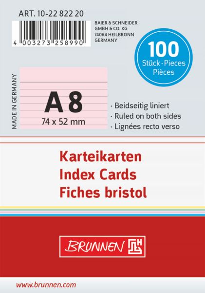 Produktbild: Brunnen Karteikarte A8 lin rt 100St