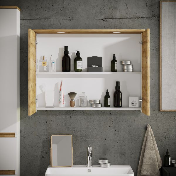 Produktbild: LED Bad Spiegelschrank Steckdose 59x80x23 Cosila