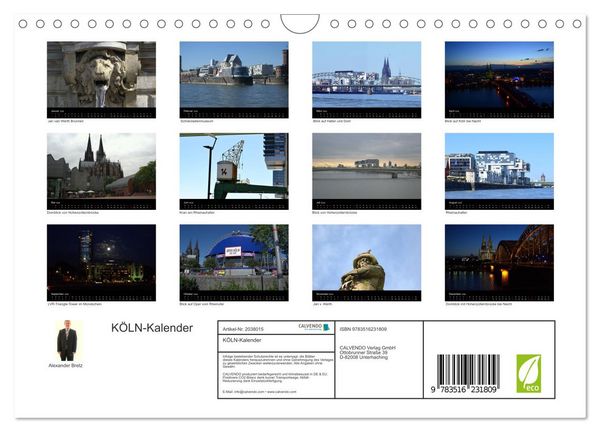 Produktbild: K&Ouml;LN-Kalender (Wandkalender 2026 DIN A4 quer), CALVENDO Monatskalender