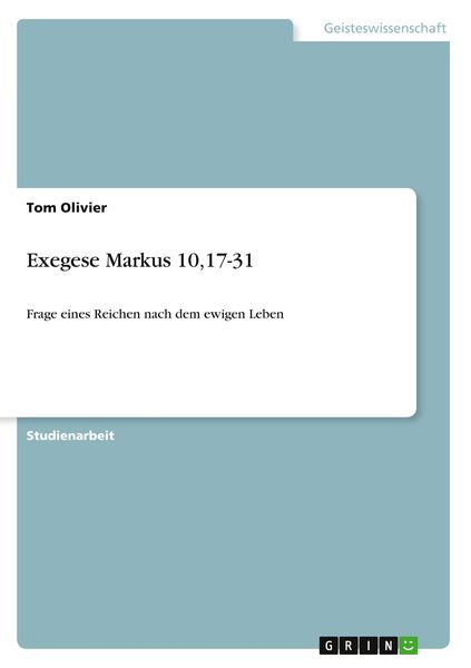 Produktbild: Exegese Markus 10,17-31
