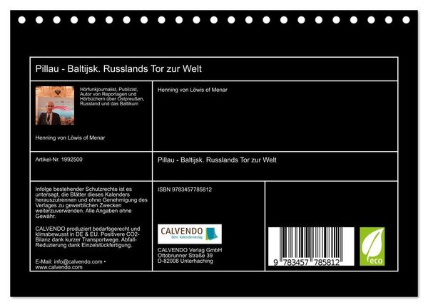Produktbild: Pillau - Baltijsk. Russlands Tor zur Welt (Tischkalender 2026 DIN A5 quer), CALVENDO Monatskalender