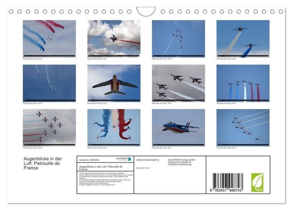 Produktbild: Augenblicke in der Luft: Patrouille de France (Wandkalender 2026 DIN A4 quer), CALVENDO Monatskalender