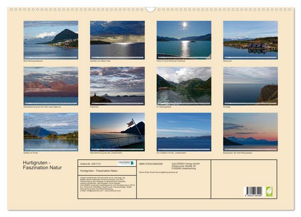 Produktbild: Hurtigruten - Faszination Natur (Wandkalender 2026 DIN A2 quer), CALVENDO Monatskalender