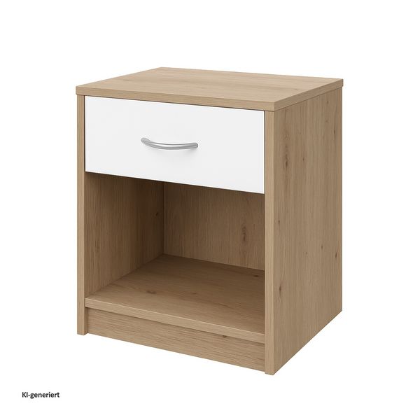 Produktbild: HTI-Living Nachtschrank mit 1 Schublade Nina Wei&szlig; Artisaneiche