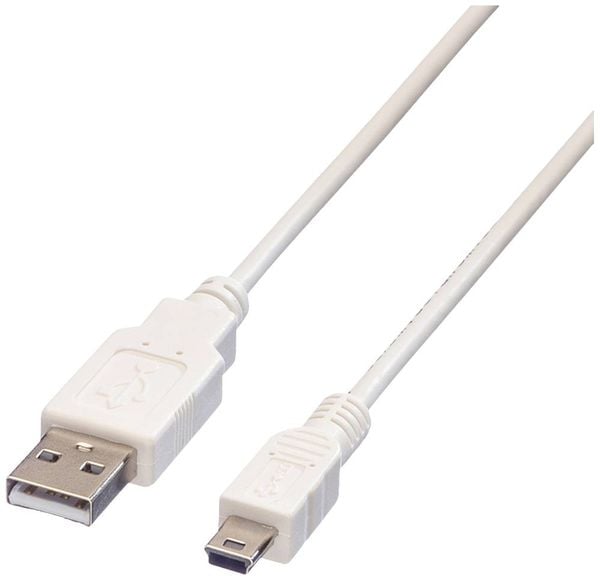 Value USB-Kabel USB 2.0 USB-A Stecker, USB-Mini-A Stecker 0.80m Weiß Geschirmt 11.99.8708