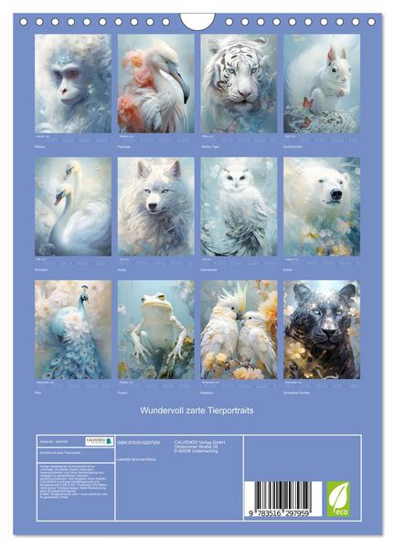 Produktbild: Wundervoll zarte Tierportraits (Wandkalender 2026 DIN A4 hoch), CALVENDO Monatskalender