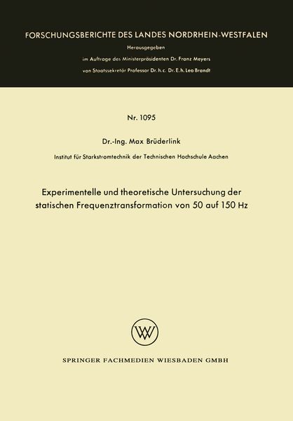 Produktbild: Experimentelle und theoretische Untersuchung der statischen Frequenztransformation von 50 auf 150 Hz