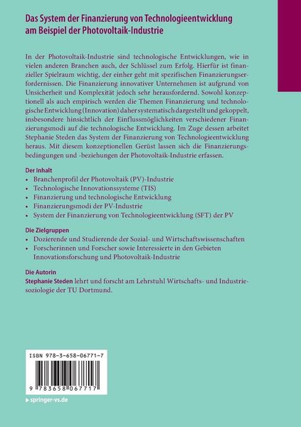 Produktbild: Das System der Finanzierung von Technologieentwicklung am Beispiel der Photovoltaik-Industrie