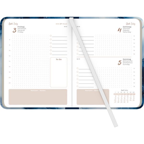 Daily Journal Marble 2026 - Taschen-Kalender A6 - Elefant - Day By Day - 352 Seiten - Notiz-Buch - Alpha Edition