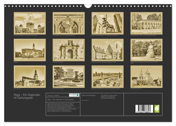 Produktbild: Riga &ndash; Ein Kalender im Zeitungsstil (Wandkalender 2026 DIN A3 quer), CALVENDO Monatskalender