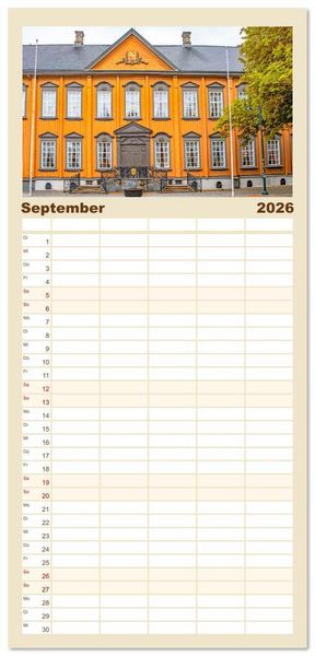Produktbild: Familienplaner 2026 - Norwegens K&uuml;stenst&auml;dte mit 5 Spalten (Wandkalender, 21 x 45 cm) CALVENDO