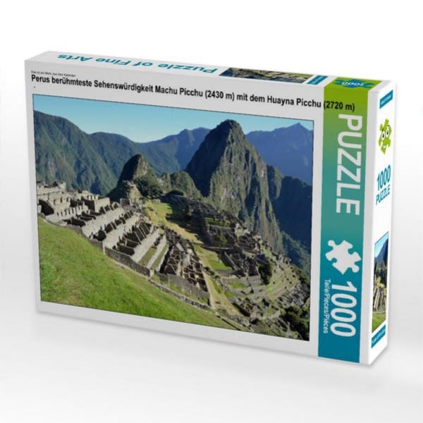 CALVENDO Puzzle Perus berühmteste Sehenswürdigkeit Machu Picchu (2430 m) mit dem Huayna Picchu (2720 m) | 1000 Teile Lege-Größe 64x48cm Foto-Puzzle für glückliche Stunden