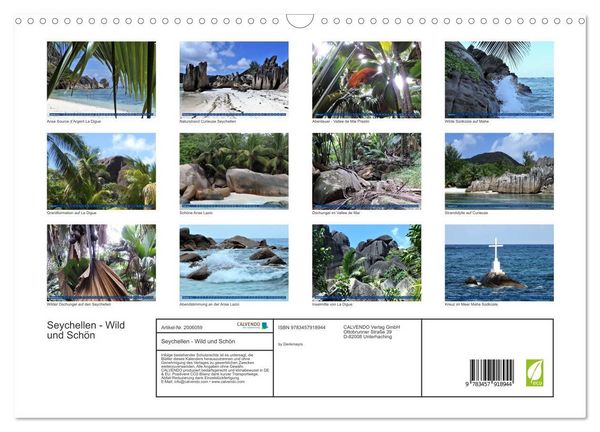 Produktbild: Seychellen - Wild und Sch&ouml;n (Wandkalender 2026 DIN A3 quer), CALVENDO Monatskalender