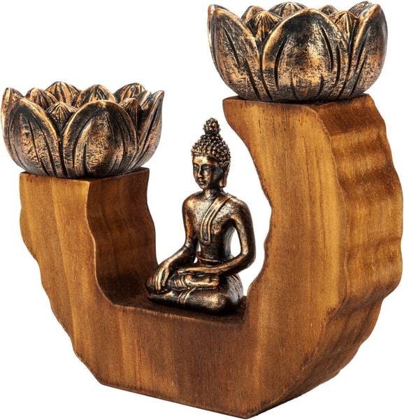 Teelichthalter 'Buddha' aus Holz