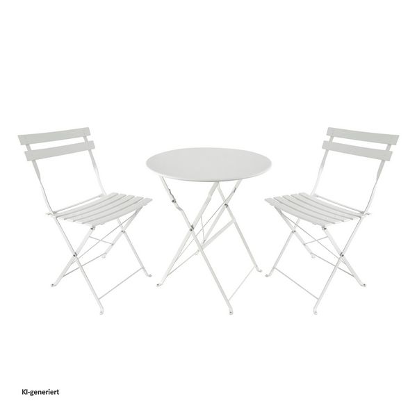Produktbild: HTI-Living Bistro Sitzgruppe Metall creme klappbar Tisch mit 2 St&uuml;hlen Balkon Set