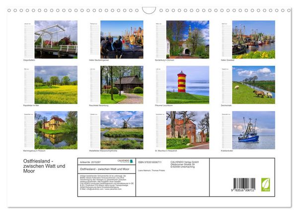 Produktbild: Ostfriesland - zwischen Watt und Moor (Wandkalender 2026 DIN A3 quer), CALVENDO Monatskalender
