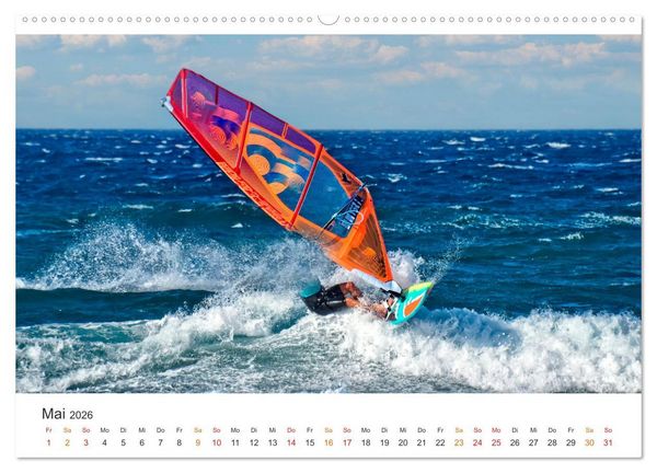 Produktbild: Windsurfen - endlose Wellen (hochwertiger Premium Wandkalender 2026 DIN A2 quer), Kunstdruck in Hochglanz