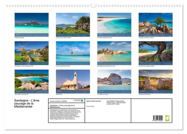 Produktbild: Sardaigne - L'&acirc;me sauvage de la M&eacute;diterran&eacute;e (Calendrier mural 2026 DIN A2 vertical), CALVENDO calendrier mensuel