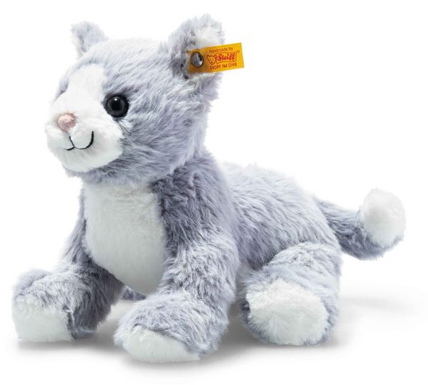 Produktbild: Steiff 067051 - Cassie Katze, sitzend, eisblau/weiss, Pl&uuml;sch, 26 cm