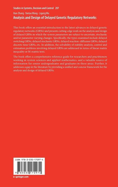 Produktbild: Analysis and Design of Delayed Genetic Regulatory Networks