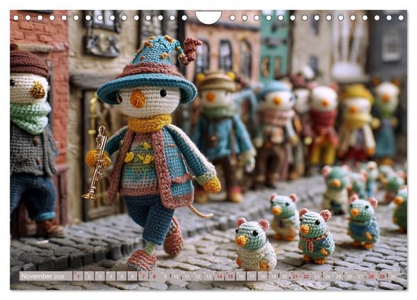 Produktbild: Amigurumi M&auml;rchenstunde nach den Gebr&uuml;dern Grimm (Wandkalender 2026 DIN A4 quer), CALVENDO Monatskalender
