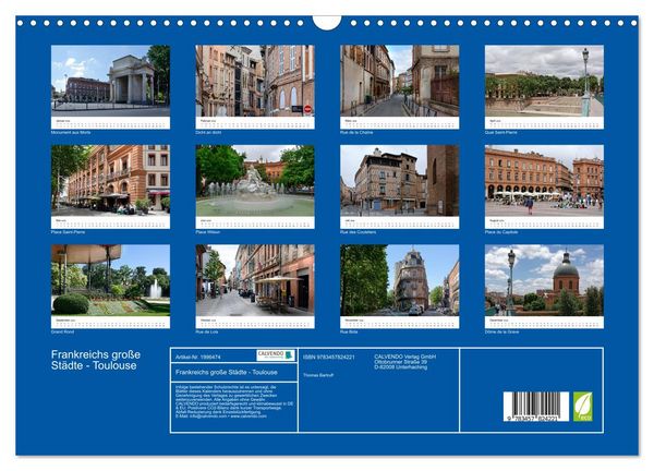 Produktbild: Frankreichs gro&szlig;e St&auml;dte - Toulouse (Wandkalender 2026 DIN A3 quer), CALVENDO Monatskalender