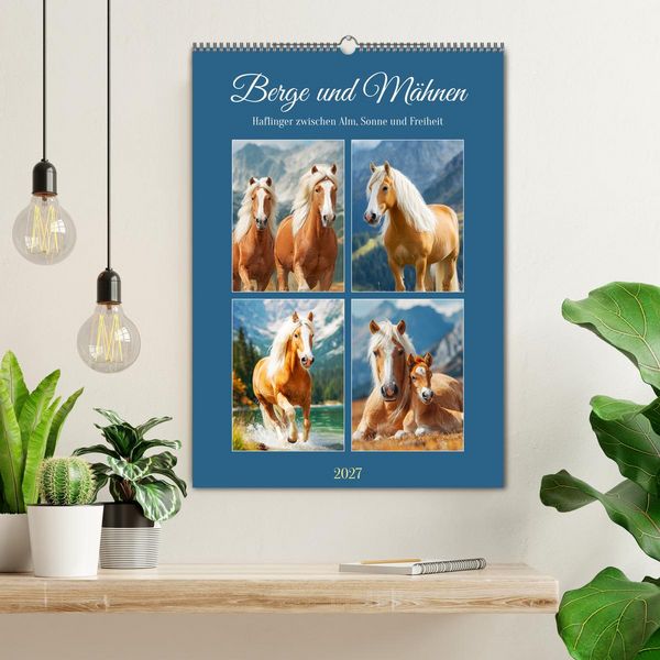 Produktbild: Berge und M&auml;hnen. Haflinger zwischen Alm, Sonne und Freiheit (Wandkalender 2027 DIN A2 hoch), CALVENDO Monatskalender